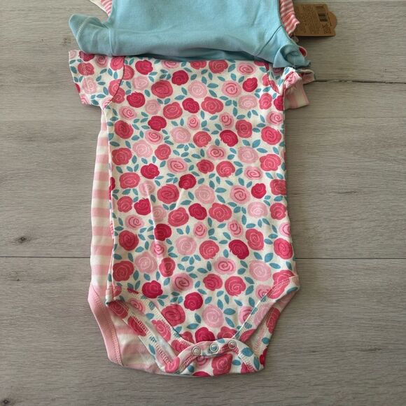 Touched By Nature Organic Cotton 5 Pc Bodysuits Rosebud 9-12 MO NWT - Picture 13 of 16